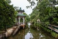 July 2017 Ã¢â¬â Kaiping, China - River in Li garden Kaiping Diaolou complex, near Guangzhou. Royalty Free Stock Photo